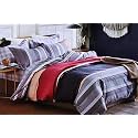 220 TC Glace Cotton King Size Double Bed XXXL 10 Feet BedSheet Without Joint with 2 Pillow Covers (Grey Stripes)