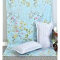220 TC Glace Cotton King Size Double Bed XXXL 10 Feet BedSheet Without Joint with 2 Pillow Covers (Sky Blue)
