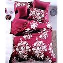 220 TC Glace Cotton King Size Double Bed XXXL 10 Feet BedSheet Without Joint with 2 Pillow Covers (Red Dark)