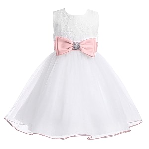 baby girls stylish princess dresses satin pretty knee length birthday kids a-line frockdress