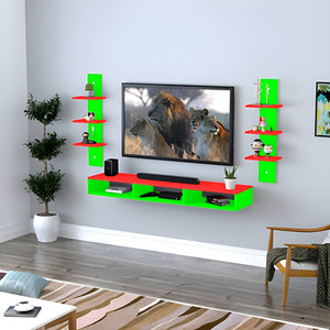 shahq tv cabinet for bedroom in 32 inch in engineered wood tv entertainment unit finish color - green  orange diydo-it-yourself