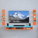 ShahQ TV Cabinet for Bedroom in 32 inch in Engineered Wood TV Entertainment Unit (Finish Color - Orange & SKY, DIY(Do-It-Yourself))