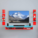 ShahQ TV Cabinet for Bedroom in 32 inch in Engineered Wood TV Entertainment Unit (Finish Color - Red & SKY, DIY(Do-It-Yourself))