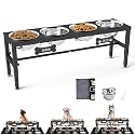 SHAINFUN Adjustable Height Dog Bowl Stand with 4 Bowls for Multi-Dog Homes– Elevated Dog Bowls for Large Breeds with Anti-Slip Mat, Raised Feeding Station with Stainless Steel Bowls