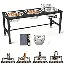 SHAINFUN Elevated Dog Bowl Stand for Large Dogs&amp; Extra Large Dogs with 3 Bowls 101oz– 4 Adjustable Height Raised Pet Feeder with Anti-Spill Mat, Stainless Steel Food &amp; Water Station