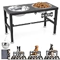 SHAINFUN Elevated Dog Bowls with Mat for Large & XLarge Dogs, Adjustable Height Raised Dog Bowl Stand with Two 68oz Bowls, Dogs Food Water Bowl Holder