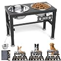 SHAINFUN Elevated Dog Bowls with Mat for Medium Large Dogs, Raised Dog Bowl Stand with 2 Stainless Steel 58oz Bowls, Tall Dogs Food Water Bowl Holder