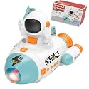 SHAKTISM Space Rocket Car Robot with Colorful Lights, Music, All Direction Movement, Space Rocket Car Astronaut Model with Lights Music and Sound for Kids - Multicolor