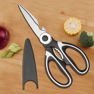 shalvi modern black multipurpose kitchen scissor with case for home fish meat vegetable cutting