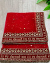 SHAMJIDADA FASHION Net Embroidered Red Women Dupatta