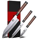 SHAN ZU 3PCS Japanese Knife Set, 9 Layers 10Cr15MoV High Carbon Steel