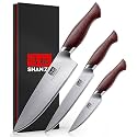 SHAN ZU Japanese Knife Set 3 PCs, 10Cr15Mov High Carbon Stainless Steel