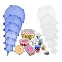SHANAYA 18Pcs Silicone Stretch Lids Multi Size Reusable Silicone Lids Food And Bowl Covers Dishwasher And Freezer Safe Random Color (Pack Of 18 Different Sizes)