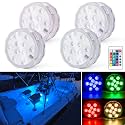 Shangyuan Boat Lights Wireless, Battery Powered Operated Marine Led Interior Light for Boat Deck Courtesy Light, for Fishing Pontoon Sailboat Kayak, Remote Control Multi Color Changing, RGB, 4PCS
