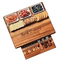 Shanik Large Acacia Wood Charcuterie Board Set with 3 Removable Ceramic Bowls & Serving Utensils - Housewarming, Wedding, Bridal Shower, Home and Kitchen, New Home Gift Ideas for Women, Gift