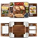 Shanik Upgraded Acacia Cheese Board Set, Square Shaped Charcuterie Set, Cheese Platter, Handcrafted Design and Stainless Steel Cutlery Set - Gift for Any Occasion No Engraving