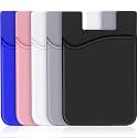 SHANSHUI Card Holder for Phone, Adhesive Phone Wallet Credit ID Business Card Holder Silicone Pocket Stick on Compatible with iPhone &amp; All Smartphones 5 Pack