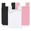 SHANSHUI Cell Phone Wallet, 3 PCS Strong Adhesive Card Sleeve Silicone Card Pouch Stick on Phone Compatible for iPhone/Samsung Galaxy/Sony/Huawei and Most Smart Phones - Black White Pink