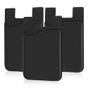 SHANSHUI Phone Credit Card Holder, 3 Pack Strong Sticky Cell Phone Wallet Stick On Card Holder for Phone Case Fits for All Smartphones - Black