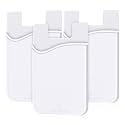 SHANSHUI Phone Wallet, 3 PCS Ultra Slim Credit&amp;ID Card Holder Wallet Stick on Credit Card Holder Compatible for iPhone, Android &amp; Most Smartphones - White
