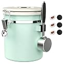ShanSon Coffee Canister Airtight, Stainless Steel Bean Storage Container with Date Tracker &amp; Scoop, Grounds Sugar Flour Tea Cereal Fits Kitchen Pantry, Ideal Gift for Coffee Lovers,16oz,Green