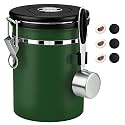 ShanSon Coffee Canister Airtight, Stainless Steel Bean Storage Container with Date Tracker &amp; Scoop, Grounds Sugar Flour Tea Cereal Fits Kitchen Pantry, Ideal Gift for Coffee Lovers,22oz, Dark Green