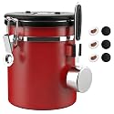 ShanSon Coffee Canister Airtight, Stainless Steel Bean Storage Container with Date Tracker &amp; Scoop, Grounds Sugar Flour Tea Cereal Fits Kitchen Pantry, Ideal Gift for Coffee Lovers,16oz,Red
