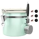 ShanSon Coffee Canister Airtight, Stainless Steel Bean Storage Container with Date Tracker &amp; Scoop, Grounds Sugar Flour Tea Cereal Fits Kitchen Pantry, Ideal Gift for Coffee Lovers,12oz,Green
