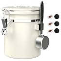 ShanSon Coffee Canister Airtight, Stainless Steel Bean Storage Container with Date Tracker &amp; Scoop, Grounds Sugar Flour Tea Cereal Fits Kitchen Pantry, Ideal Gift for Coffee Lovers,16oz,Beige