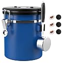 ShanSon Coffee Canister Airtight, Stainless Steel Bean Storage Container with Date Tracker &amp; Scoop, Grounds Sugar Flour Tea Cereal Fits Kitchen Pantry, Ideal Gift for Coffee Lovers,16oz,Blue