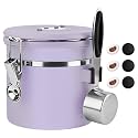 ShanSon Coffee Canister Airtight, Stainless Steel Bean Storage Container with Date Tracker &amp; Scoop, Grounds Sugar Flour Tea Cereal Fits Kitchen Pantry, Ideal Gift for Coffee Lovers,12oz, Purple