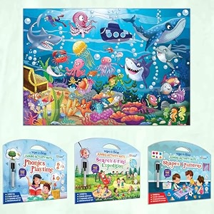 shapes and patterns activity mat phonics playtime activity mat search amp find expedition activity mat and giant under the ocean colouring poster  combo of 3 activity mats with free pen and 1 colouring poster