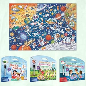 shapes and patterns activity mat phonics playtime activity mat search amp find expedition activity mat and giant space colouring poster  combo of 3 activity mats with pen and 1 colouring poster