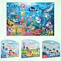 SHAPES AND PATTERNS activity mat, PHONICS PLAYTIME activity mat, SEARCH &amp; FIND EXPEDITION activity mat and GIANT UNDER THE OCEAN COLOURING POSTER | Combo of 3 activity mats with free pen and 1 colouring poster