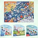 SHAPES AND PATTERNS activity mat, PHONICS PLAYTIME activity mat, SEARCH &amp; FIND EXPEDITION activity mat and GIANT SPACE COLOURING POSTER | Combo of 3 activity mats with pen and 1 colouring poster