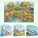 SHAPES AND PATTERNS activity mat, PHONICS PLAYTIME activity mat, SEARCH &amp; FIND EXPEDITION activity mat and GIANT DINOSAUR COLOURING POSTER | Combo of 3 activity mats with pen and 1 colouring poster | Shapes, Phonics, Sear