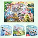 SHAPES AND PATTERNS activity mat, PHONICS PLAYTIME activity mat, SEARCH &amp; FIND EXPEDITION activity mat and GIANT UNICORN COLOURING POSTER | Combo of 3 activity mats with pen and 1 colouring poster