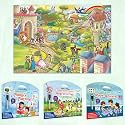 SHAPES AND PATTERNS activity mat, PHONICS PLAYTIME activity mat, SEARCH &amp; FIND EXPEDITION activity mat and GIANT PRINCESS CASTLE COLOURING POSTER | Combo of 3 activity mats with pen and 1 colouring poster | Learning Adven