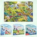 SHAPES AND PATTERNS ACTIVITY MATS, PHONICS PLAYTIME ACTIVITY MATS, SEARCH &amp; FIND EXPEDITION ACTIVITY MATS and GIANT JUNGLE SAFARI COLOURING POSTER | Combo of 3 ACTIVITY MATS with Pen and COLOURING POSTER