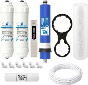 shapure complete service kit 80 gpd membrane for water filter ro purifier 10-inch solid filter cartridge