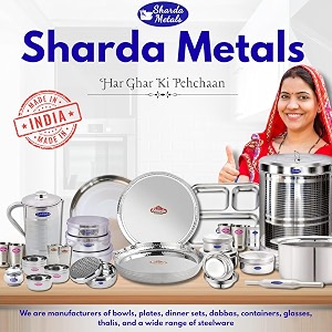 Sharda Metals Stainless Steel Hammered Glass Set