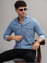 shardha enterprise Men Washed Casual Blue Shirt
