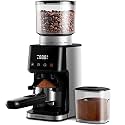 SHARDOR - Conical Coffee Grinder for Electric Espresso Coffee with 2.0 Precision Timer, Adjustable Touch Screen with 51 Precise Settings for Home Use, Anti-Static, Stainless Steel (Metallic Silver)