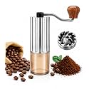SHARDOR Manual Coffee Grinder with CNC Stainless Steel Conical Burr, Coffee Bean Crusher with Adjustable Grind Settings & Wood Handle, Portable Coffee Mill for Espresso, Pour Over,25g Capacity(Silver)