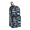 Shark Pencil Case Ocean Animal Large 3 Compartment Pencil Pouch School College Office Orange for Teens Girls Adults Student