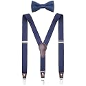 Shark Tooth Boys' Men's Suspenders and Bow Tie Set Y-Back Adjustable