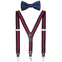 Shark Tooth Boys' Men's Suspenders and Bow Tie Set Y-Back Adjustable