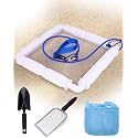 Shark Tooth Sifter Set,Stainless Steel Mesh,Includes Black Shovel,Beach Bag,Beach Mesh Shovel,Lightweight Floating Sand Sifter for Shark Teeth,Durable with Comfortable Grip and Wrist Strap (White)