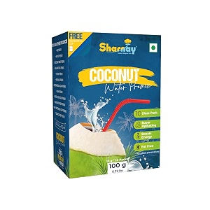 sharnay instant coconut water premix nariyal paani with essential electrolytes vitamins amp minerals tender coconut water for instant energy daily hydration amp healthy skin with 10 sachets