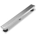 Sharp-tec 28 inch Linear Shower Drain, Brushed Rectangular Floor Drain, V-Shape Design Drain Channel, 304 Stainless Steel, cUPC Certificated for Bathroom Shower Room (Drain Base is Not Included)